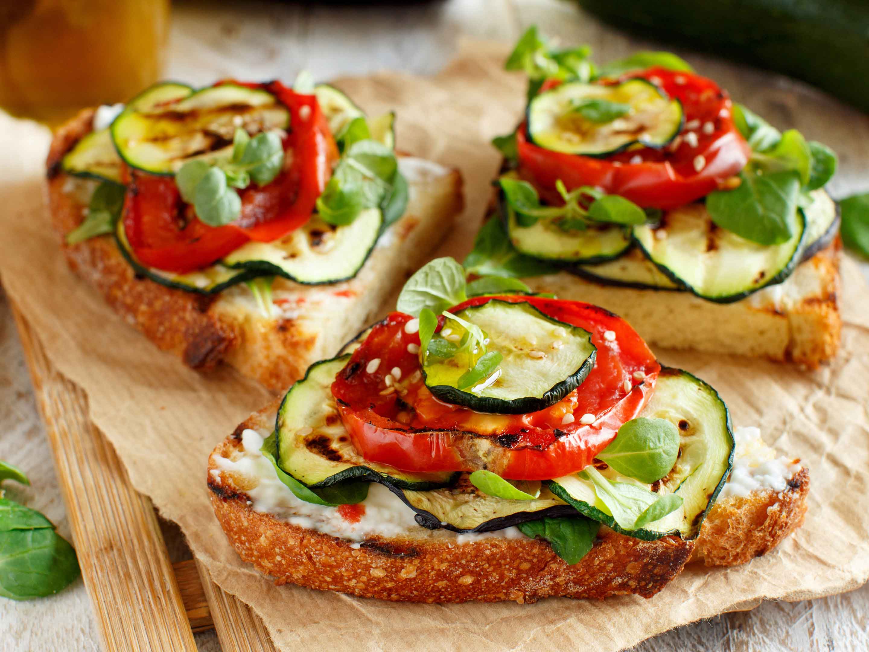 Farmhouse bread with fried courgette