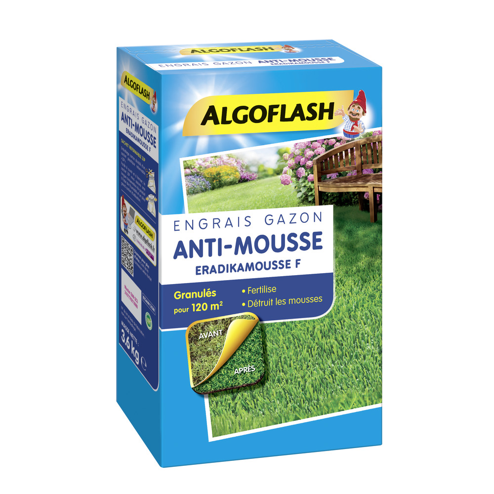 Engrais Gazon Anti-Mousse Algoflash Naturasol